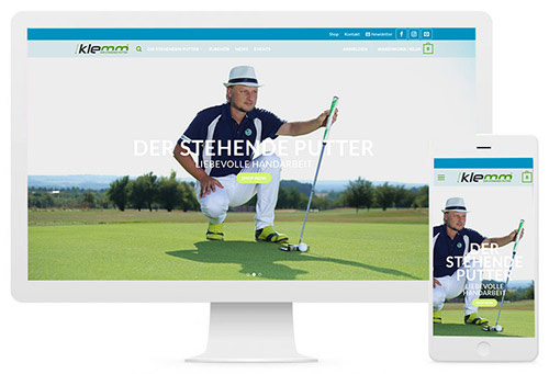 Onlineshop-Referenz der JUWE KI-Agentur: Golf-Shop Klemm auf Desktop und Smartphone